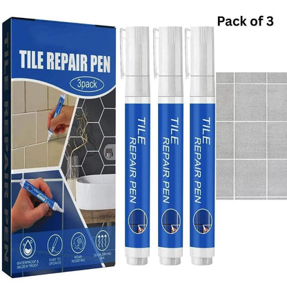 Tile Repair Pen (Pack of 3) Grout Pen for Bathroom, Kitchen, Floor & Wall Tiles